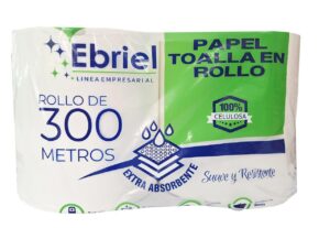 PAPEL TOALLA EN ROLLO 100% CELULOSA 300 MT C/ROLLO  PACK X 2