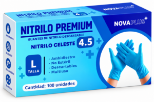 Guantes de nitrilo color celeste