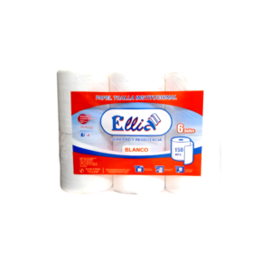 Papel Toalla Institucional Blanco Ellia 6 rollos x 150 m