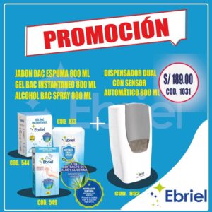promo4.jpg DISPENSADORES AUTOMÁTICO CON SENSOR + 3 SACHET DE 800 ml.