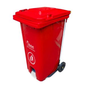TACHO RECOLECTOR ECOLÓGICO CON SISTEMA A PEDAL DE 120 L – ROJO