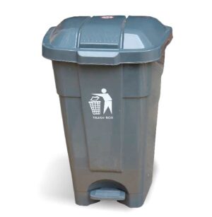 tacho-gris.jpg Tacho de basura con sistema pedal y 2 ruedas 70 Litros
